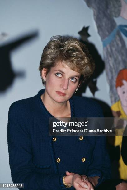 Diana, Princess of Wales visits Woodlawn School for children with special needs in Tyne and Wear, UK, on the day her separation from Prince Charles...