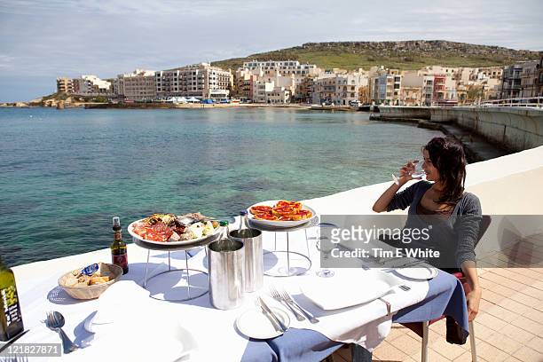 food, kartell restaurant, marsallforn, gozo, malta - gozo malta stock pictures, royalty-free photos & images