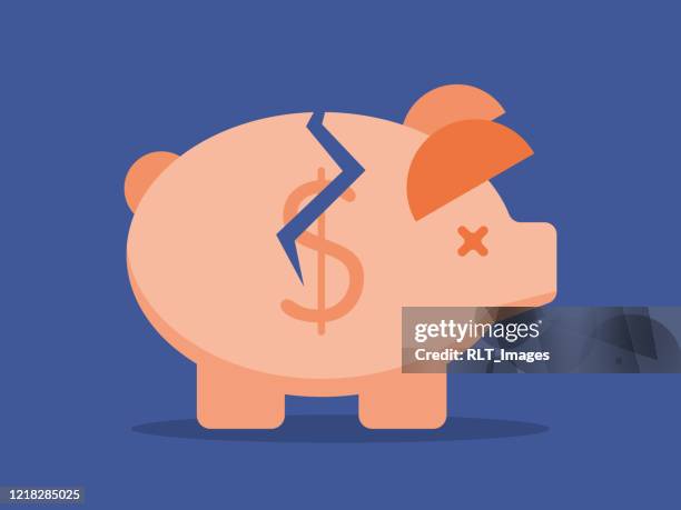 illustration of a broken piggy bank - bank account stock illustrations