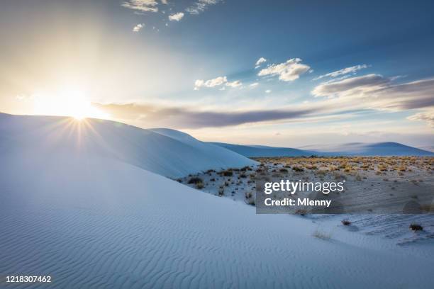 sunset over white sands desert dunes new mexico usa - white sand dune stock pictures, royalty-free photos & images