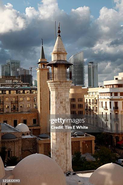 beirut city skyline, lebanon, middle east - beirut stock-fotos und bilder