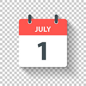 July 1 - Daily Calendar Icon in flat design style
