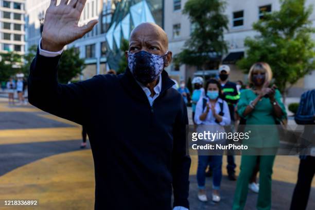 Congressman Rep. John Lewis is seen in Black Lives Matter Plaza, in front of the White House, in Washington, D.C. June 7, 2020.
