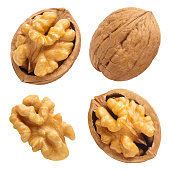 Walnuts collection on white