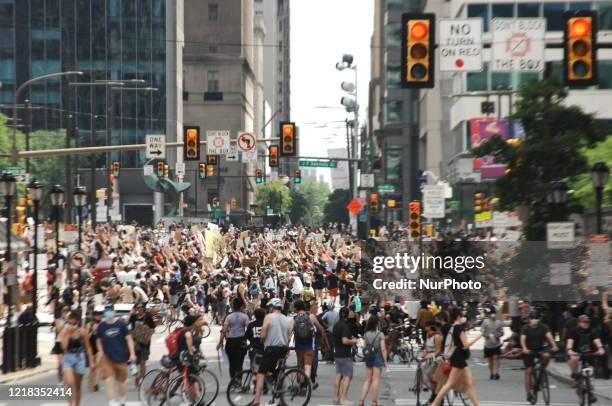 Tens of thousands of Philadelphians rallied in front of the Philadelphia Museum of Art before taking to the street to demand justice for George Floyd...