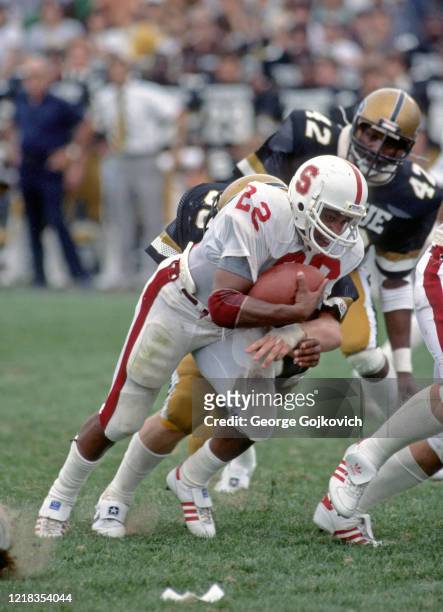 Running back Vincent White of the Stanford University Cardinal runs with the football during a college football game against the Purdue University...