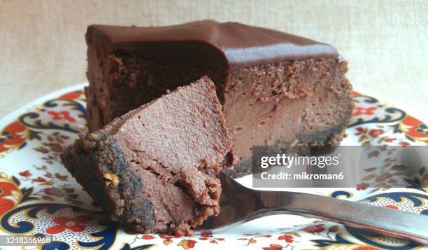 homemade dessert, chocolate cheesecake - 5 am tag stock-fotos und bilder