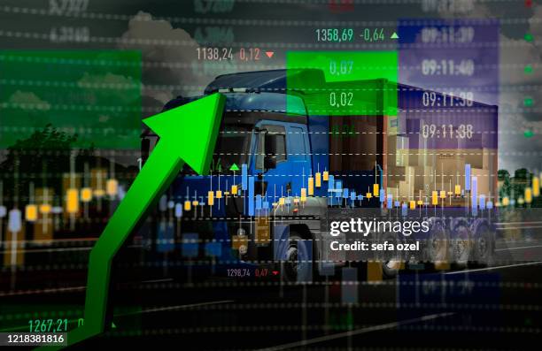 aumento del trasporto merci - certificato azionario foto e immagini stock