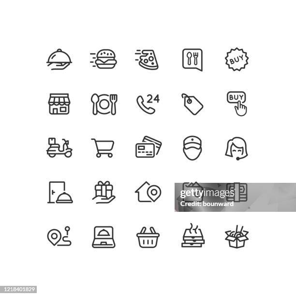 food delivery icons - japanese food stock illustrations