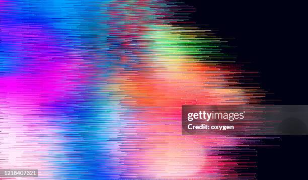 digital glitch art abstract background graphic element distorted texture geometric extrude horizontal lines - imagen distorsionada fotografías e imágenes de stock