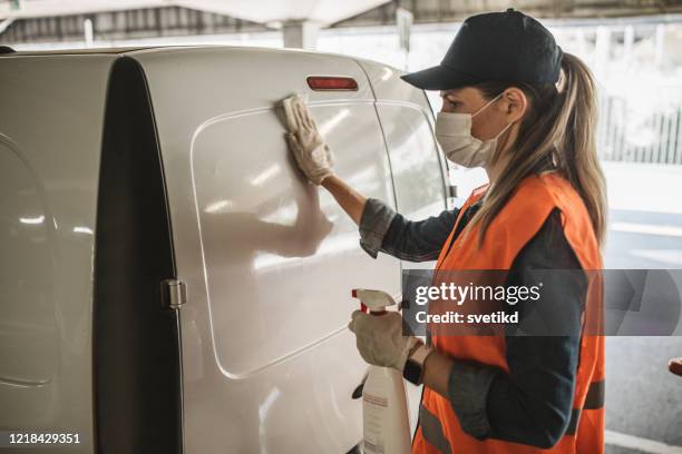 food delivering car disinfection - covid 19 business stock pictures, royalty-free photos & images