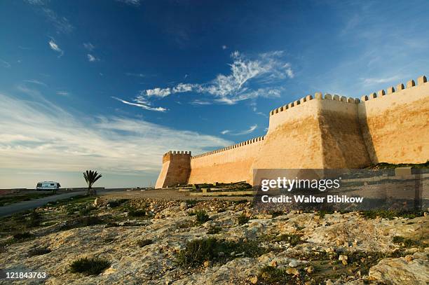 ancient kasbah walls at dawn, agadir, atlantic coast, morocco - kasbah stock pictures, royalty-free photos & images
