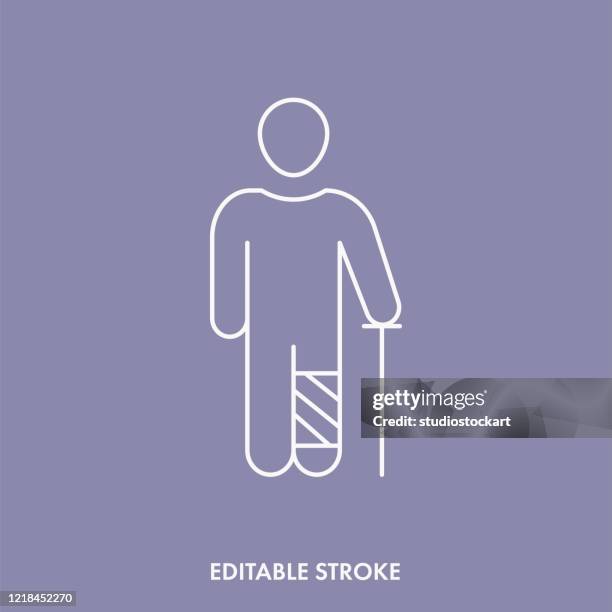 human walking stick outline icon. editable stroke - racewalking stock illustrations