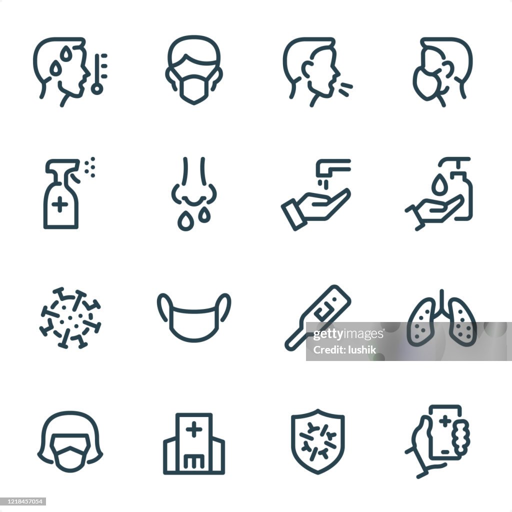 Virus Prevention - Pixel Perfect Unicolor line icons