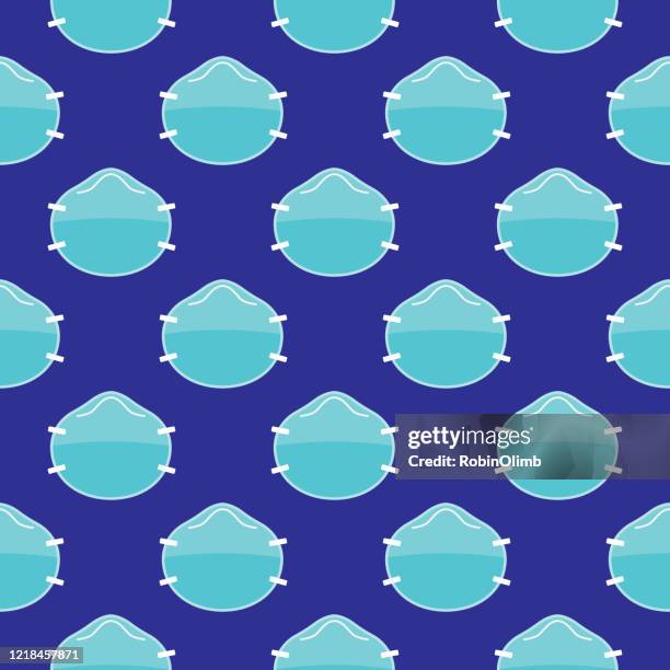 medical face masks seamless pattern - covering cough stock illustrations