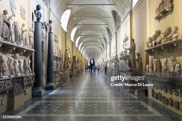 The sculptures of the Chiaramonte Gallery are seen in the Vatican Museums on June 8, 2020 in Vatican City, Vatican. Before the coronavirus pandemic,...
