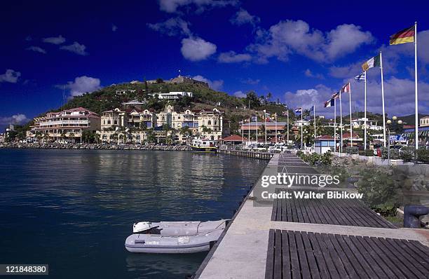 marigot bay view towards ft louis, st maarten - bay st louis stock pictures, royalty-free photos & images