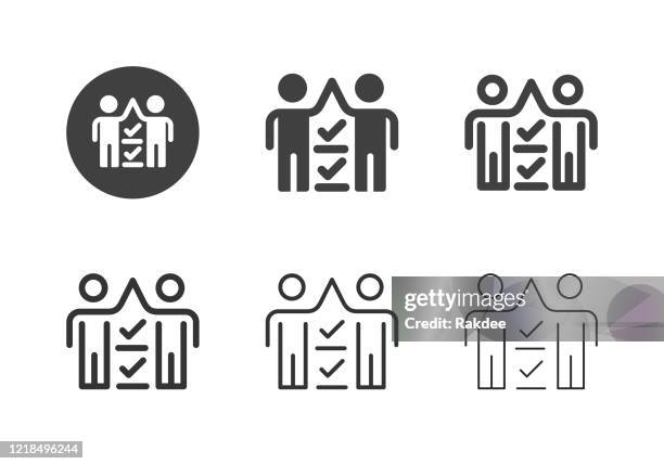 inspector team icons - multi series - receiving check stock illustrations