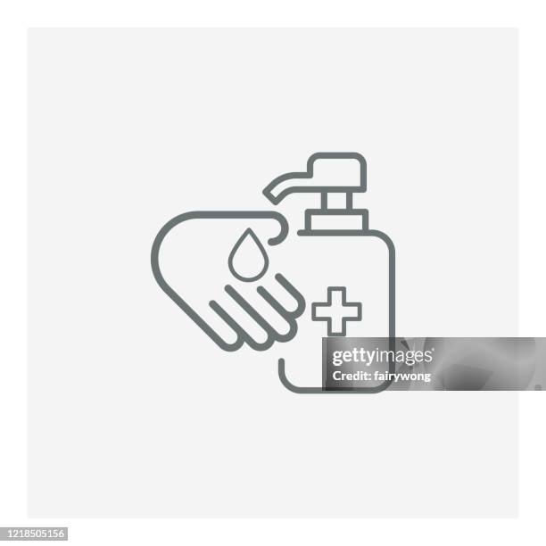 hand sanitizer icon - covid cleaning stock illustrations