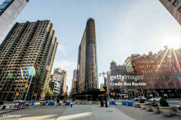 View of 23rd Street next to Madison Square Park and the Flat Iron Building empty as New Yorkers practice "Social Distancing" because of the COVID-19...