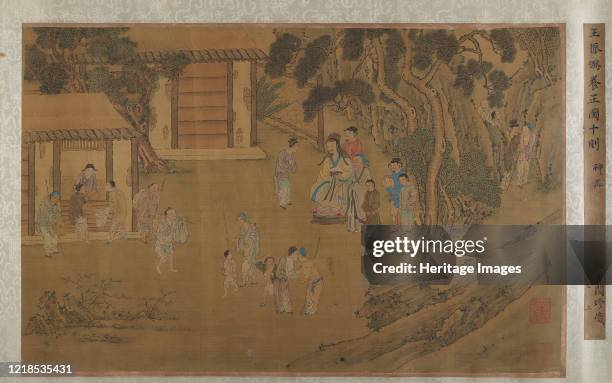 Family Training. Possible signature of Wang Zhenpeng . Ming or Qing dynasty. Artist Unknown.