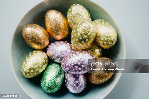 easter chocolate eggs - chocolate easter egg stock pictures, royalty-free photos & images