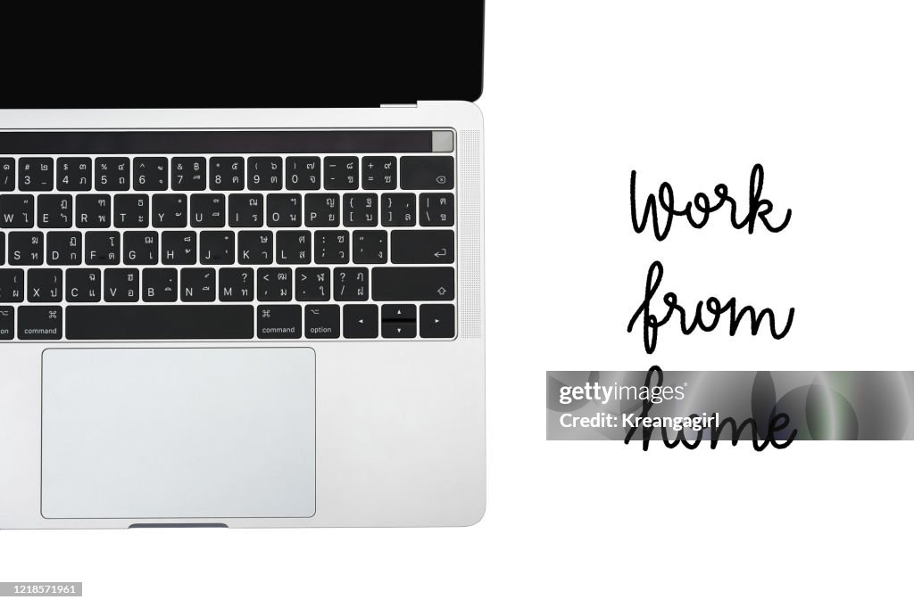 Work From Home Hand Lettering With Laptop Computer High-Res Stock Photo ...