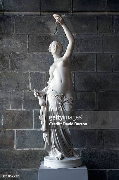 carved marble statue in garden conservatory, france - statue stock pictures, royalty-free photos & images