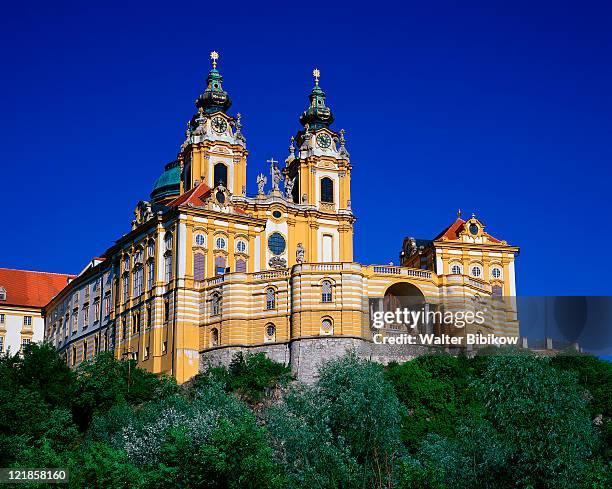 melk abbey, baroque church, lower austria - melk austria stock pictures, royalty-free photos & images