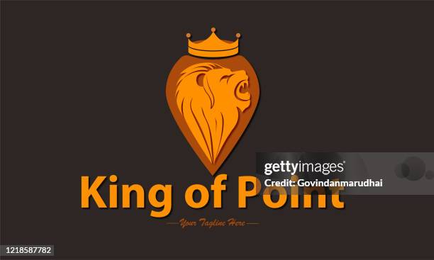 lion and point icon (king of point) - lion cub stock illustrations