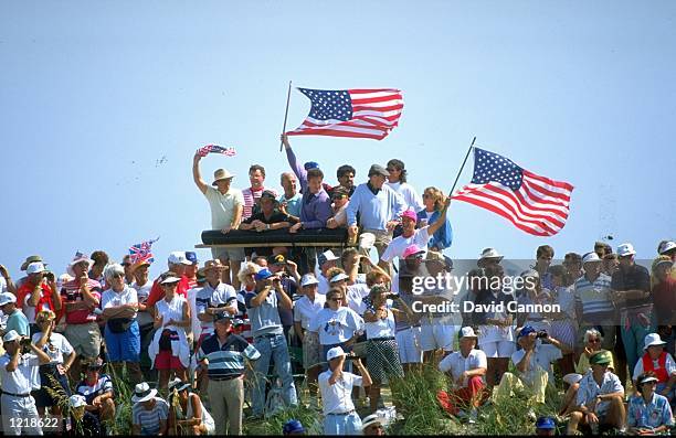 General view of American supporters during the Ryder Cup at Kiawah Island in South Carolina, USA. The USA team won the event with a score of...