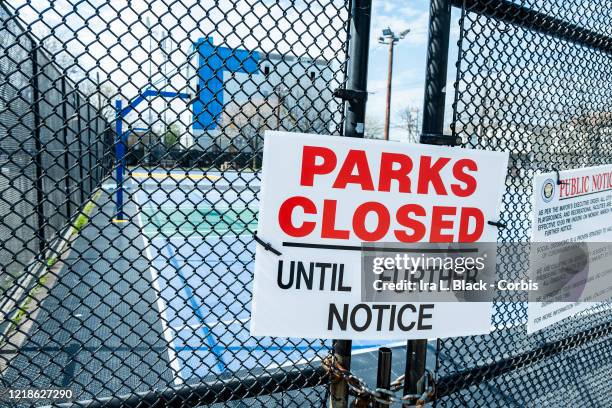 On a beautiful Easter Sunday there are no people playing basketball. The entrance for the basketball court at Dr Lena Edwards Park is blocked with a...