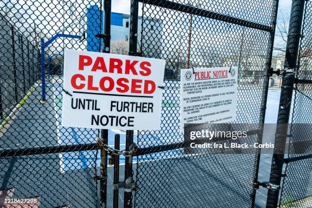 On a beautiful Easter Sunday there are no people playing basketball. The entrance for the basketball court at Dr Lena Edwards Park is blocked with a...