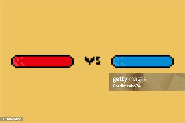 pixel versus red and blue illustration - versus stock illustrations