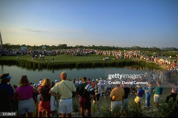 General view of the crowd watching play during the Ryder Cup at Kiawah Island in South Carolina, USA. The USA team won the event with a score of...