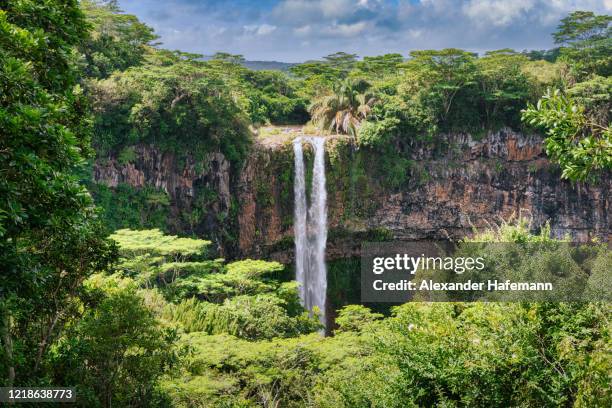 chamarel waterfall mauritius island - falling water flowing water stock pictures, royalty-free photos & images