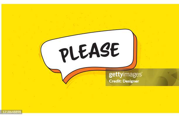speech bubble banner with text please. retro style design. - pleading stock illustrations