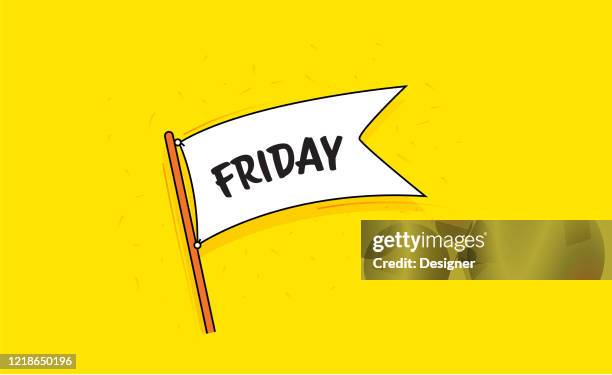 flag banner with text friday. retro style design. - friday stock illustrations