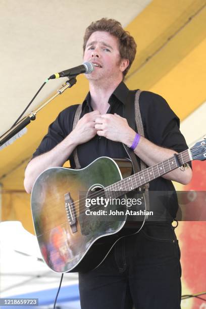 Singer, songwriter and guitarist Josh Ritter is shown performing on stage during a "live" concert appearance on June 16, 2012.