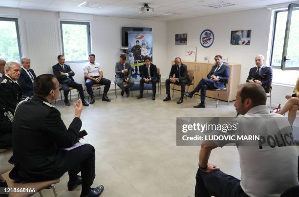 French Junior Minister for Cities and Housing Julien Denormandie , French Prime Minister Edouard Philippe and French Interior Minister Christophe...