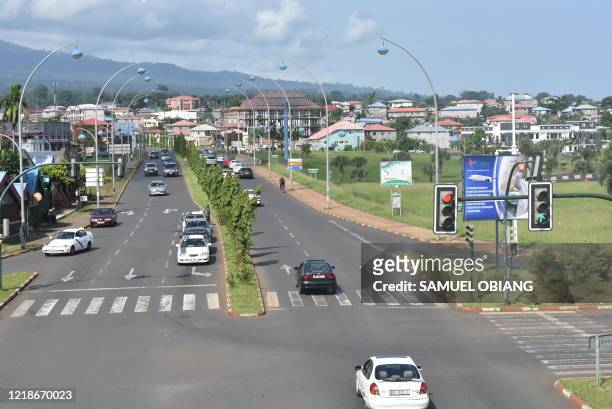 General view of a street in Malabo, Equatorial Guinea, on June 5, 2020. - This small oil-producing country, which for more than forty years has been...