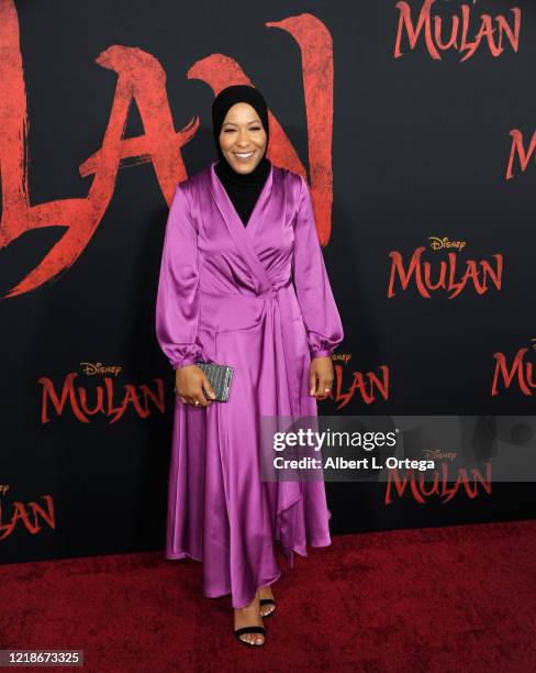 Ibtihaj Muhammad arrives for the Premiere Of Disney's "Mulan" held at Dolby Theatre on March 9, 2020 in Hollywood, California.