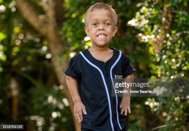 Quaden Bayles poses for a portrait on April 13, 2020 in Brisbane, Australia. 9-year-old Quaden Bayles, who born with achondroplasia dwarfism, is an...