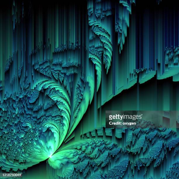 abstract distorted blue green glitch texture colorful background. geometric futuristic. - butterfly effect stock pictures, royalty-free photos & images