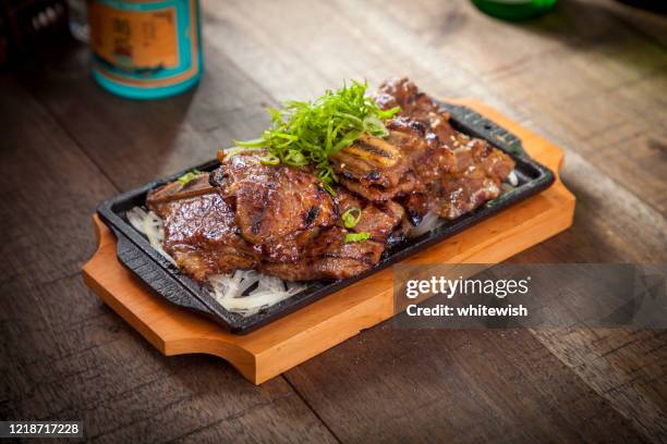 korean bbq, galbi - rib food stock pictures, royalty-free photos & images