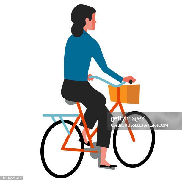 rear view cyclist - only teenage girls stock illustrations