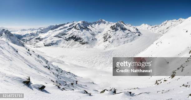 scenic view of swiss alps jungfrau-aletsch glacier, switzerland - aletsch glacier stock pictures, royalty-free photos & images