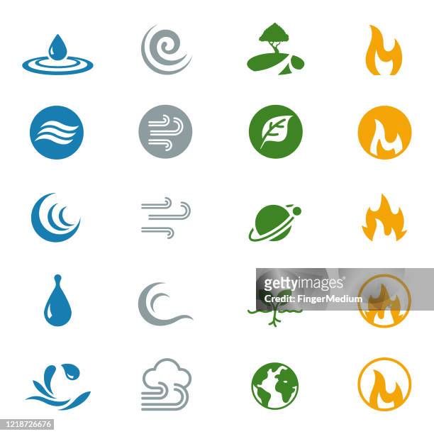 four elements icon set - the four elements stock illustrations