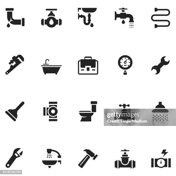 stockillustraties, clipart, cartoons en iconen met pictogram installatie van sanitair - broken pipe