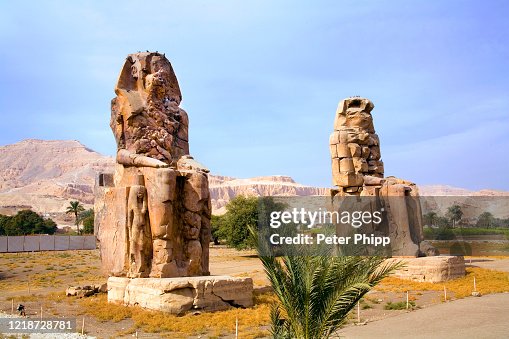 The Colossi Of Memnon At The West Bank In Luxor Egypt High-Res Stock ...